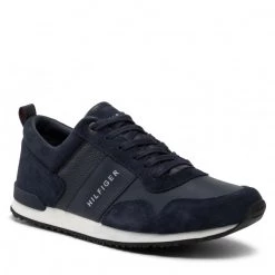 Homme Sneakers Tommy Hilfiger - Iconic Leather Suede Mix Runner FM0FM00924 Midnight 403 Bleu Marine