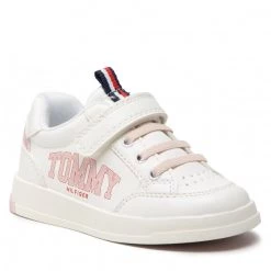 Enfant Sneakers Tommy Hilfiger - Low Cut Lace-Up Velcro Sneaker T1A4-32140-1384 M White/Pink X134 Blanc