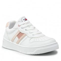 Enfant Sneakers TOMMY HILFIGER - Lo Cut Lace-Up T3A4-32143-1351 White/Pink X134 Blanc