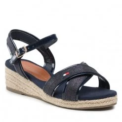 Enfant Espadrilles Tommy Hilfiger - Rope Wedge Sandal T3A7-32186-1380 M Blue 800 Bleu Marine