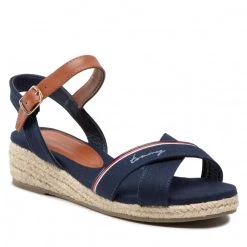 Enfant Espadrilles Tommy Hilfiger - Rope Wedge Sandal T3A7-32187-0547 S Blue/Tobacco X555 Bleu Marine