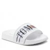Enfant Mules / Sandales De Bain Tommy Hilfiger - Holographic Pool Slide T3B0-32276-1172 M White 100 Blanc -Tommy Hilfiger Soldes 01 0000209682137 plj