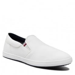 Homme Tennis Tommy Hilfiger - Essential Slip On Chambray Vulc FM0FM03994 Ecru YBL Blanc