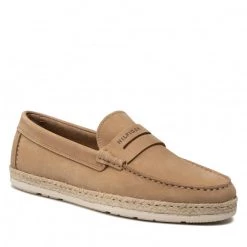 Homme Espadrilles Tommy Hilfiger - Jute Nubuck Mocassin FM0FM03961 Classic Khaki RBL Beige