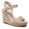 Femme Espadrilles TOMMY HILFIGER - Shiny Touches High Wedge Sandal FW0FW06180 Light Gold 0LJ Beige -Tommy Hilfiger Soldes 01 0000209909876 mg