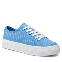 Femme Tennis TOMMY HILFIGER - Essential Stripe Sneaker FW0FW06530 Hydrangea Blue C19 Bleu