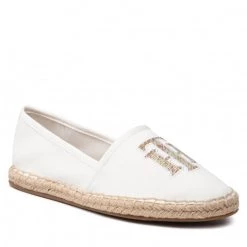 Femme Espadrilles TOMMY HILFIGER - Th Logo Espadrille FW0FW06158 Ecru YBL Blanc