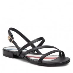 Femme Sandales TOMMY HILFIGER - Strappy Flat Sandal FW0FW06480 Black BDS Noir