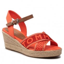 Femme Espadrilles TOMMY HILFIGER - Tommy Webbing Low Wedge Sandal FW0FW06297 Hawaiian Coral XMV Orange