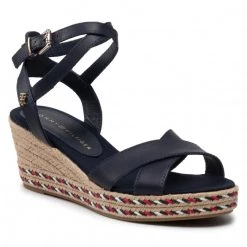 Femme Espadrilles TOMMY HILFIGER - Feminine Low Wedge Sandal FW0FW06303 Desert Sky DW5 Bleu Marine