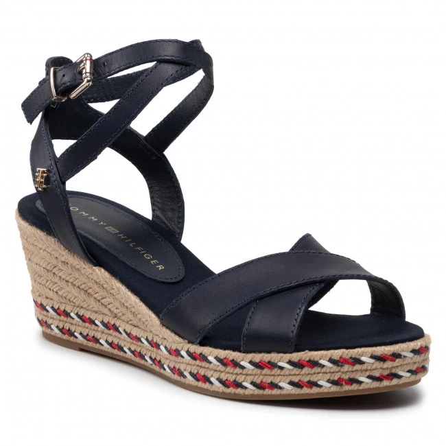 Femme Espadrilles TOMMY HILFIGER - Feminine Low Wedge Sandal FW0FW06303 Desert Sky DW5 Bleu Marine 3 Femme Espadrilles TOMMY HILFIGER - Feminine Low Wedge Sandal FW0FW06303 Desert Sky DW5 Bleu Marine