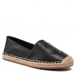 Femme Espadrilles TOMMY HILFIGER - Logo Leather Espadrille FW0FW06168 Black BDS Noir