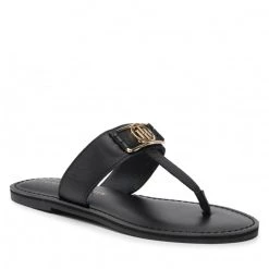 Femme Tongs TOMMY HILFIGER - Th Hardware Leather Flat Mule FW0FW06544 Black BDS Noir