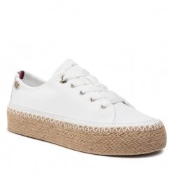 Femme Espadrilles TOMMY HILFIGER - Rope Vulc Sneaker FW0FW06461 White YBR Blanc