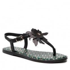 Femme Sandales TOMMY HILFIGER - Th Geo Print Flat Sandal FW0FW06229 Black BDS Noir