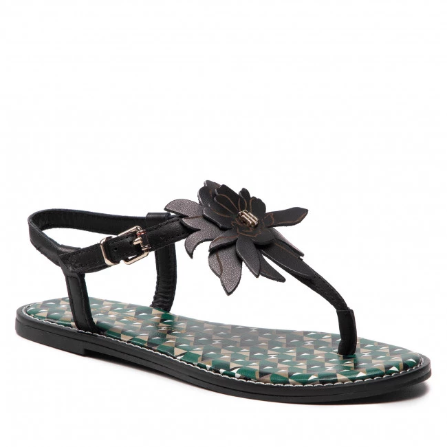 Femme Sandales TOMMY HILFIGER - Th Geo Print Flat Sandal FW0FW06229 Black BDS Noir 3 Femme Sandales TOMMY HILFIGER - Th Geo Print Flat Sandal FW0FW06229 Black BDS Noir