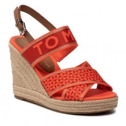 Femme Espadrilles TOMMY HILFIGER - Tommy Webbing High Wedge Sandal FW0FW06355 Hawaiin Coral XMV Orange