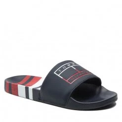 Homme Mules / Sandales De Bain Tommy Hilfiger - Strips Hilfiger Pool Slide FM0FM04061 Rwb 0GY Bleu Marine