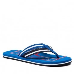 Homme Tongs TOMMY HILFIGER - Strips Hilfiger Beach Sandal FM0FM04066 Greek Isle Blue C5K Bleu