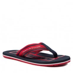 Homme Tongs Tommy Hilfiger - Strips Hilfiger Beach Sandal FM0FM04066 Primary Red XLG Rouge