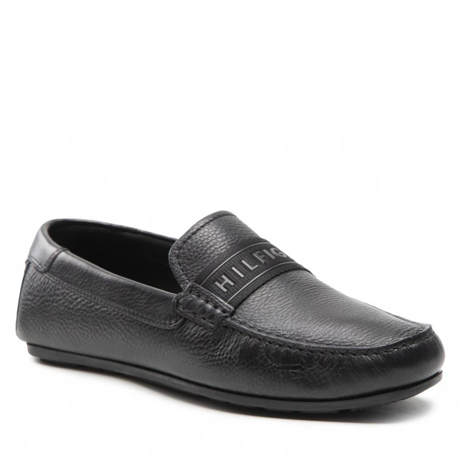 Homme Mocassins TOMMY HILFIGER - Printed Hilfiger Leather Driver FM0FM04113 Black BDS Noir 3 Homme Mocassins TOMMY HILFIGER - Printed Hilfiger Leather Driver FM0FM04113 Black BDS Noir