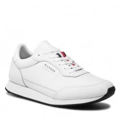Homme Sneakers TOMMY HILFIGER - Runner Lo Leather FM0FM04136 White YBR Blanc