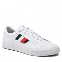 Homme Tennis Tommy Hilfiger - Core Stripes Vulc Leather FM0FM04140 White YBR Blanc
