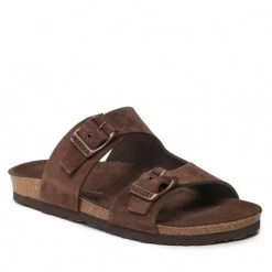 Homme Mules / Sandales De Bain TOMMY HILFIGER - Cork Suede Buckle Sandal FM0FM04367 Cocoa GT6 Marron