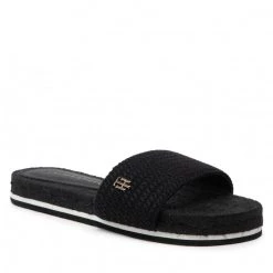 Femme Espadrilles TOMMY HILFIGER - Th Textured Flat Sandal FW0FW06438 Black BDS Noir