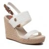 Femme Espadrilles TOMMY HILFIGER - Th Textured High Wedge Sanal FW0FW06441 Ecru YBL Blanc -Tommy Hilfiger Soldes 01 0000300530795 ki
