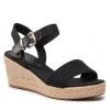 Femme Espadrilles TOMMY HILFIGER - Th Textured Low Wedge Sandal FW0FW06555 Black BDS Noir -Tommy Hilfiger Soldes 01 0000300531211 sw