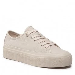 Femme Sneakers TOMMY HILFIGER - Essential Th Leather Sneaker FW0FW06556 Feather White AF4 Beige