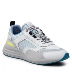 Femme Sneakers Tommy Hilfiger - Feminnie Material Mix Runner FW0FW06593 Breezy Blue C1O Blanc