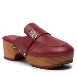 Femme Mules / Sandales De Bain TOMMY HILFIGER - Th Hardware Mid Hell Clog FW0FW06602 Red Currant XJ0 Bordeaux