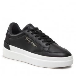 Femme Sneakers Tommy Hilfiger - Th Signature Leather Sneaker FW0FW06665 Black BDS Noir