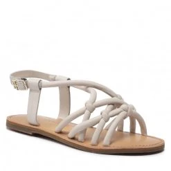 Femme Sandales TOMMY HILFIGER - Flap Strappy Sandal FW0FW06668 Feather White AF4 Blanc