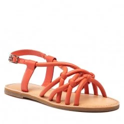 Femme Sandales TOMMY HILFIGER - Flat Strappy Sandal FW0FW06668 Rustic Clay SN2 Rouge