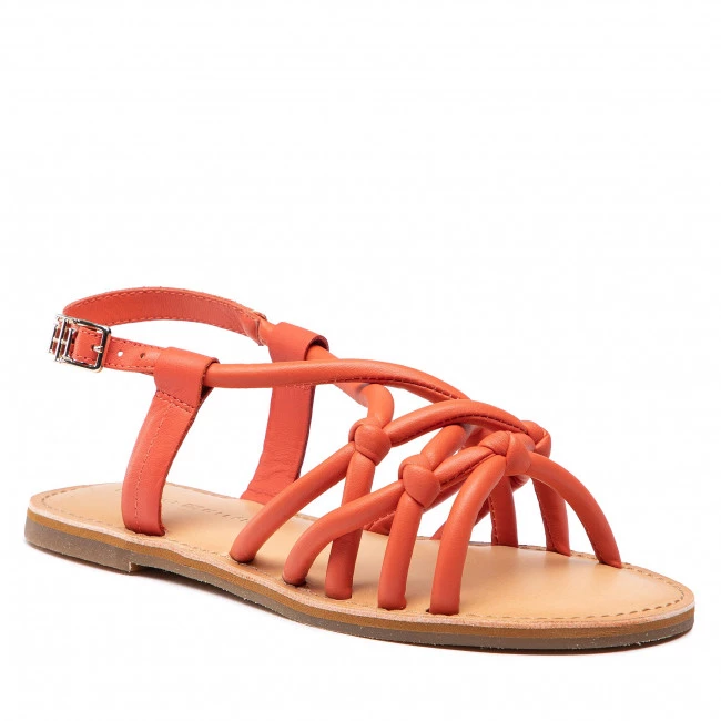 Femme Sandales TOMMY HILFIGER - Flat Strappy Sandal FW0FW06668 Rustic Clay SN2 Rouge 3 Femme Sandales TOMMY HILFIGER - Flat Strappy Sandal FW0FW06668 Rustic Clay SN2 Rouge