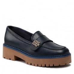 Femme Chaussures Basses TOMMY HILFIGER - Th Hardware Chunky Loafer FW0FW06675 Desert Sky DW5 Bleu Marine
