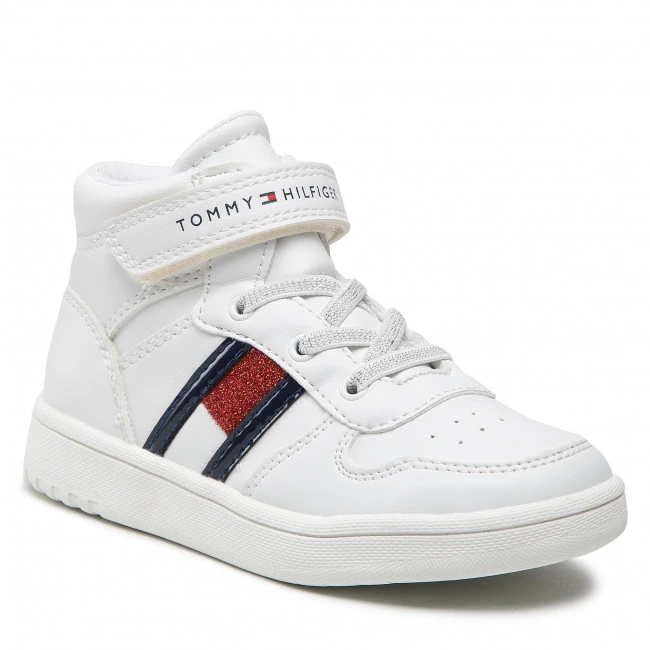 Enfant Sneakers TOMMY HILFIGER - Higt Top Lace-Up/Velcro Sneaker T3A9-32330-1438 S White 100 Blanc 3 Enfant Sneakers TOMMY HILFIGER - Higt Top Lace-Up/Velcro Sneaker T3A9-32330-1438 S White 100 Blanc
