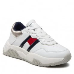 Enfant Sneakers TOMMY HILFIGER - Low Cut Lace-Up Sneaker T3A9-32355-1438 M White/Silver Blanc