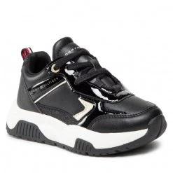 Enfant Sneakers TOMMY HILFIGER - Low Cut Lace-Up Sneaker T3A9-32358-1434 M Black/Platinum X208 Noir