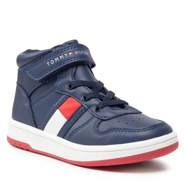 Enfant Sneakers TOMMY HILFIGER - High Top Lace-Up/Velcro Sneaker T3B9-32476-1351 S Blue 800 Bleu Marine 3 Enfant Sneakers TOMMY HILFIGER - High Top Lace-Up/Velcro Sneaker T3B9-32476-1351 S Blue 800 Bleu Marine