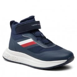 Enfant Sneakers TOMMY HILFIGER - High Top Lace-Uo Sneaker T3B9-32507-1443 S Blue 800 Bleu Marine