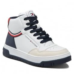 Enfant Sneakers TOMMY HILFIGER - High Top Lace-Up Sneaker T3B9-32482-1355Y M White/Blue/Red 003 Blanc