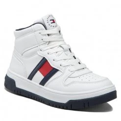 Enfant Sneakers TOMMY HILFIGER - High Top Lace-Up Sneaker T3B9-32485-1351 M White 100 Blanc