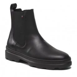 Homme Bottines Chelsea TOMMY HILFIGER - Comfort Hilfiger Leather Chelsea FM0FM04193 Black BDS Noir