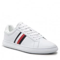 Homme Sneakers Tommy Hilfiger - Corporate Cup Leather Stripes FM0FM04275 White YBR Blanc