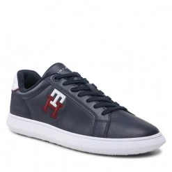 Homme Sneakers TOMMY HILFIGER - Cupsole Leather Monogram FM0FM04276 Desert Sky DW5 Bleu Marine