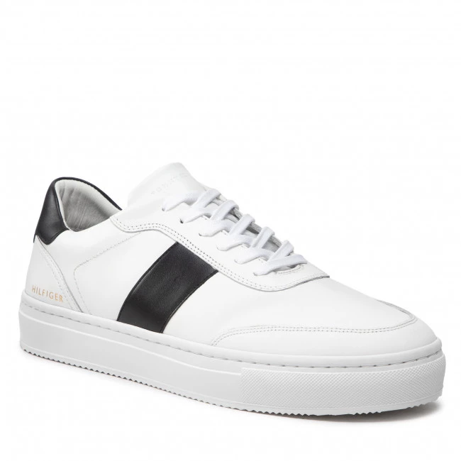 Homme Sneakers Tommy Hilfiger - Premium Cupsole Stripe FM0FM04284 White/Black 0K5 Blanc 3 Homme Sneakers Tommy Hilfiger - Premium Cupsole Stripe FM0FM04284 White/Black 0K5 Blanc
